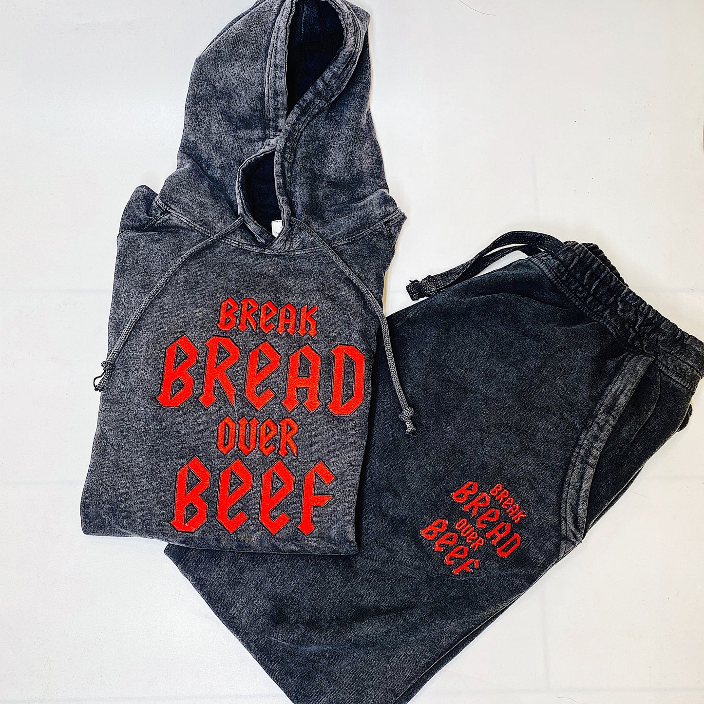 “Break Bread Over Beef” Acid Wash Sweat Suit